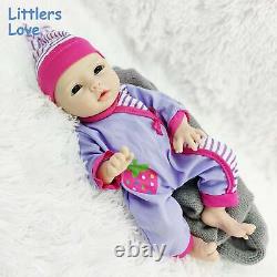 13inch Silicone Reborn Baby Blue Eyes Girl Lifelike Silicone Doll Kids Play Gift