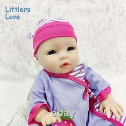 13inch Silicone Reborn Baby Blue Eyes Girl Lifelike Silicone Doll Kids Play Gift