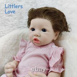16'' Hair Rooted Silicone Reborn Baby Blue Eyes Girl Adorable Silicone Doll Gift