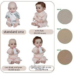17.6Reborn Baby Doll Full Body Silicone Can Drink Water-Pee Cute Girl Kids Gift