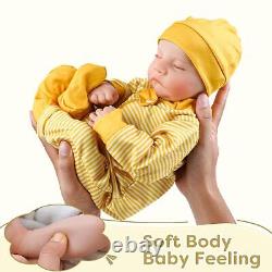 17 Handmade Eyes Closed Full Body Floppy Silicone Reborn Doll Baby Boy Toy Gift
