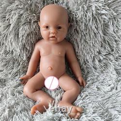 17 inch Brown Skin Boy Full Body Soft Silicone Reborn Doll Christmas Gift
