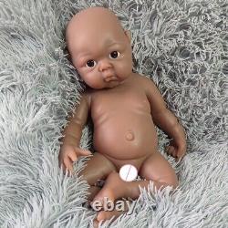 18Brown Girl Newborn Full Silicone Floppy Doll Reborn Baby Doll Xmas Gifts