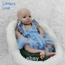 18'' Adorable Silicone Reborn Baby Blue Eyes Girl Floppy Silicone Doll Kids Gift