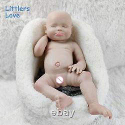 18'' Big Silicone Reborn Baby Eyes Closed Girl Smile Full Silicone Doll Gift