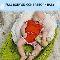 18'' Eyes Closed Silicone Reborn Baby Girl Asleep Silicone Doll Play Gift