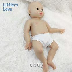 18'' Realistic Silicone Reborn Baby Blue Eyes Girl Full Soft Silicone Doll Gift