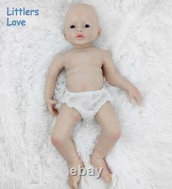 22'' Large Silicone Reborn Baby Blue Eyes Girl Smile Soft Silicone Doll Gift