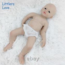 22'' Large Silicone Reborn Baby Blue Eyes Girl Smile Soft Silicone Doll Gift