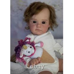 24 Reborn Baby Dolls Silicone Vinyl Toddler Infant Rooted Hair Girl Doll Gift
