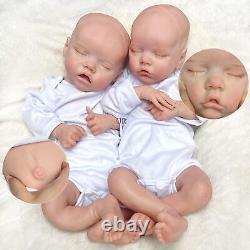 45cm Solid Platinum Full Silicone Twins Reborn Baby Two Newborn Dolls Xmas Gift