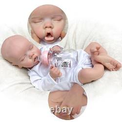 45cm Solid Platinum Full Silicone Twins Reborn Baby Two Newborn Dolls Xmas Gift