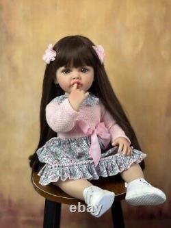Full Soft Silicone Body Reborn Baby Girl Doll 55Cm Birthday Gift