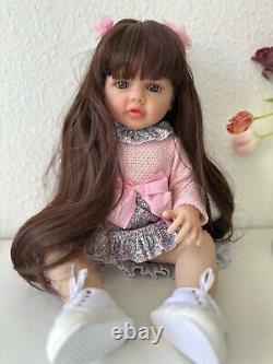 Full Soft Silicone Body Reborn Baby Girl Doll 55Cm Birthday Gift