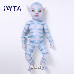 IVITA 18'' Full Body Silicone Reborn Doll Amber Eyes Baby Girl Xmas Gift