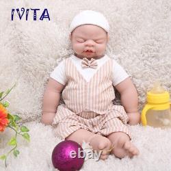 IVITA 19'' Full Soft Silicone Reborn Doll Sleeping wborn Baby Girl Toy Xmas Gift