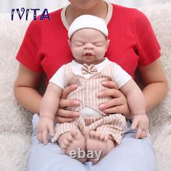 IVITA 19'' Full Soft Silicone Reborn Doll Sleeping wborn Baby Girl Toy Xmas Gift