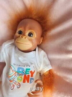 Reborn Baby Monkey Chimp Brown EYED Doll Rooted, Fast Post, BINDI Bottle +Gifts